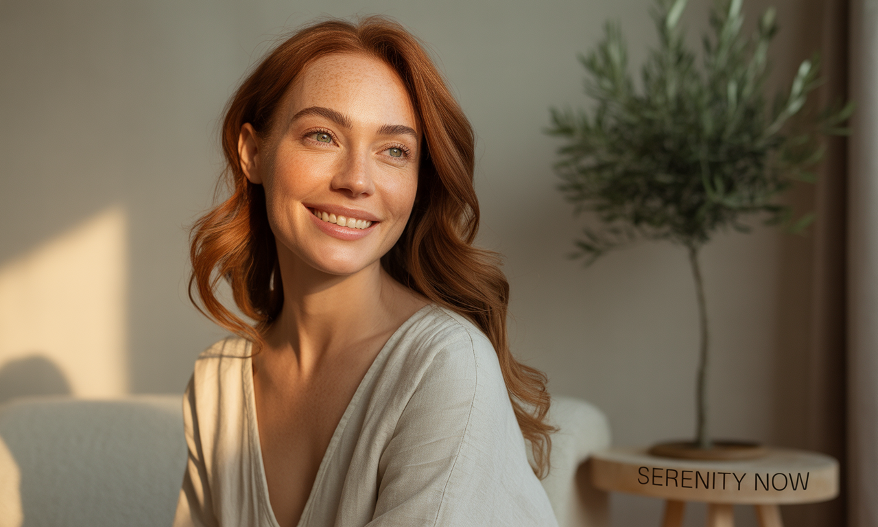 How Hormones Affect Oral Health: What Women Should Know 1 Woman smiling peacefully indoors, symbolizing hormonal balance and oral health.