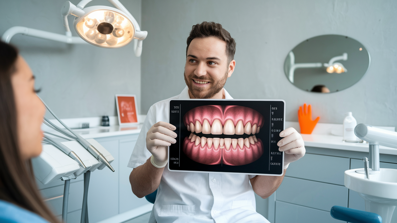 The Impact of Smoking on Oral Health and How to Reduce the Risks 1 A dentist shows a digital image of stained teeth to a patient, emphasizing the negative impact of smoking and oral health.